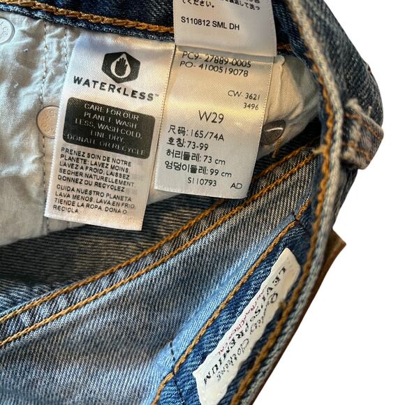 Levis Ribcage Button Fly Raw Hem Cut Off Denim Mini Skirt Blue Size 29 - Picture 7 of 8